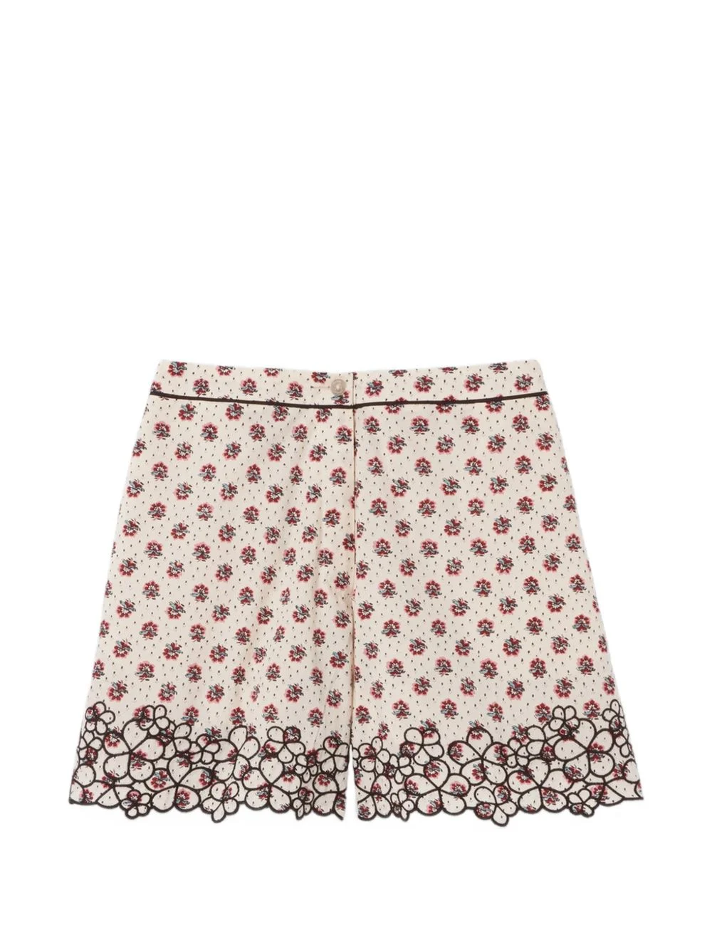 floral-print embroidered shorts - 1