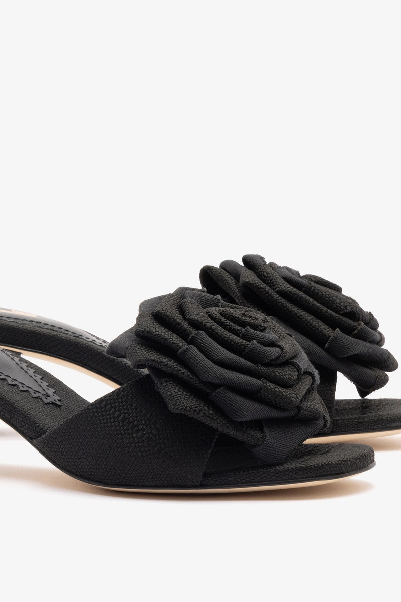 Scarlet Low Mule In Black Raffia 4