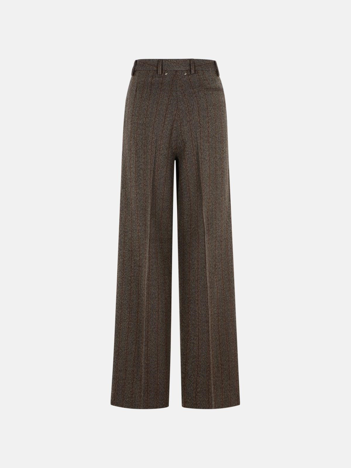 PINSTRIPE PANTS IN BROWN VIRGIN WOOL - 3