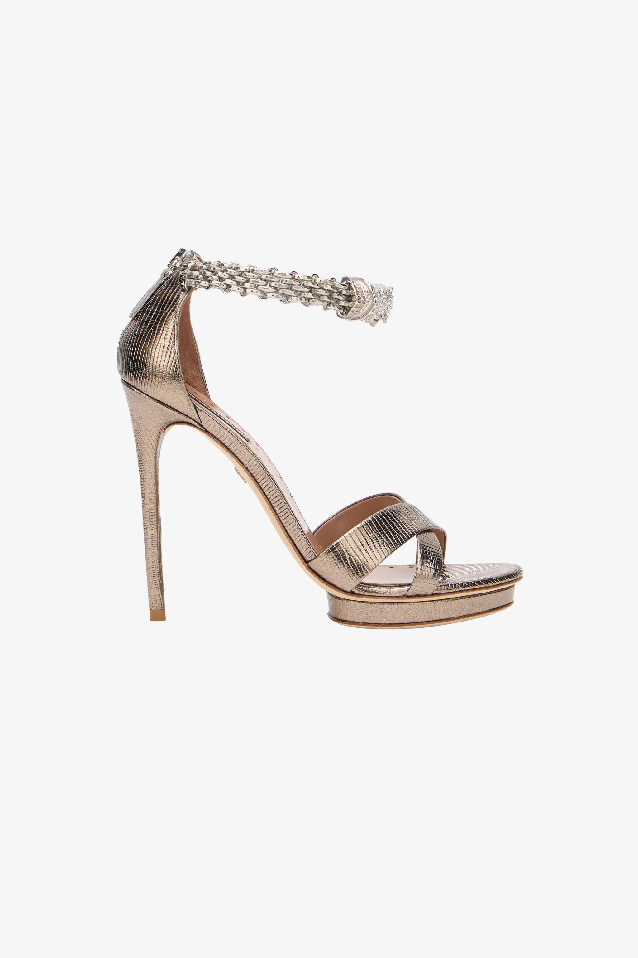Roar Silver Leather Sandals - 1