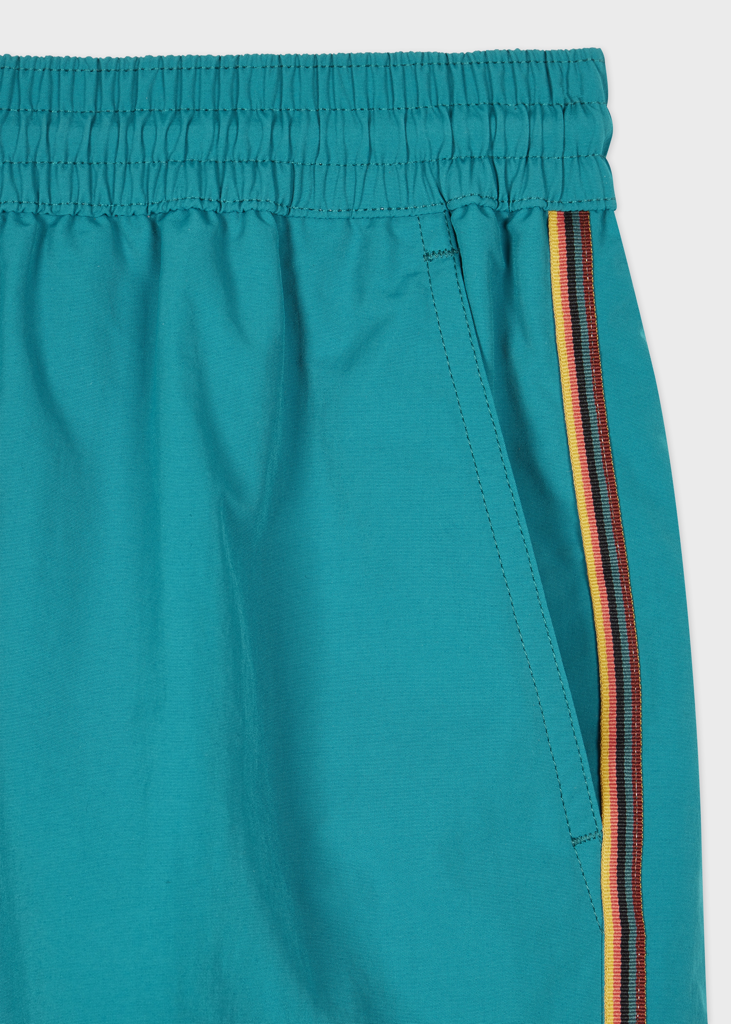 Turquoise Swim Shorts With 'Artist Stripe' Trim - 3