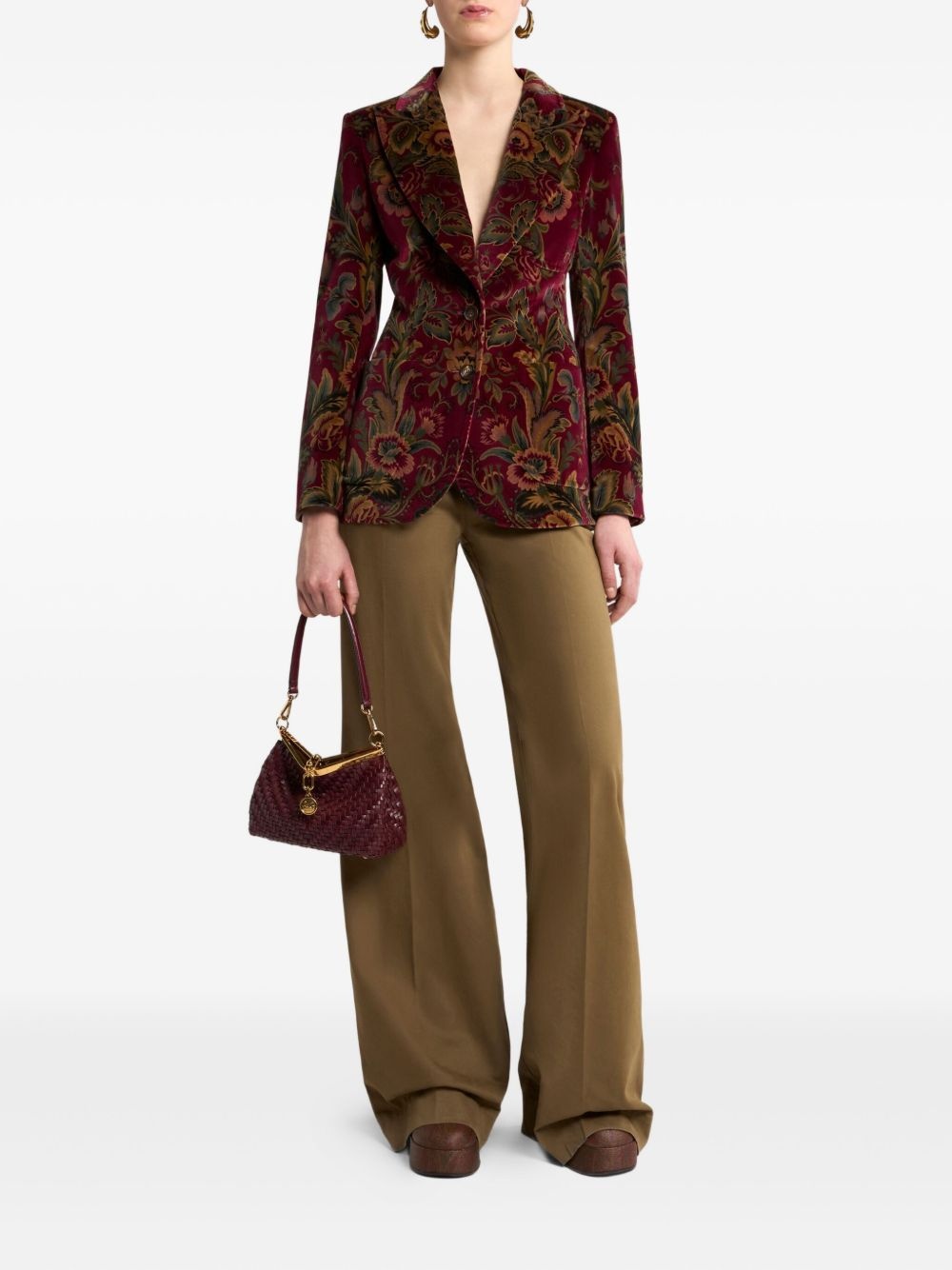 floral velvet blazer - 2