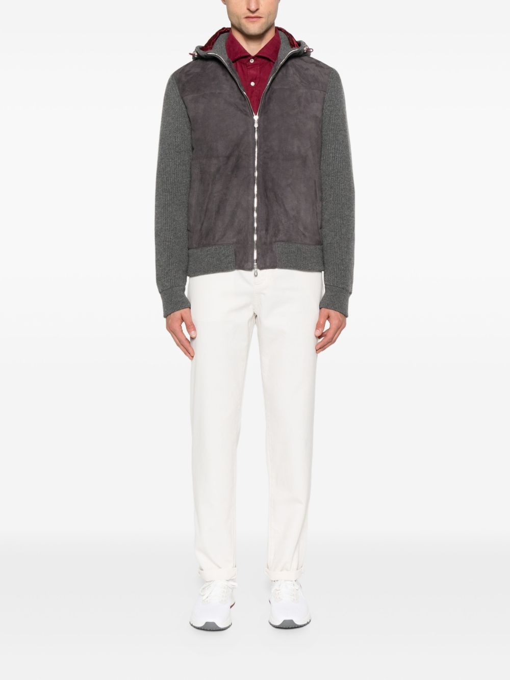 suede zip-up bomber jacket - 2