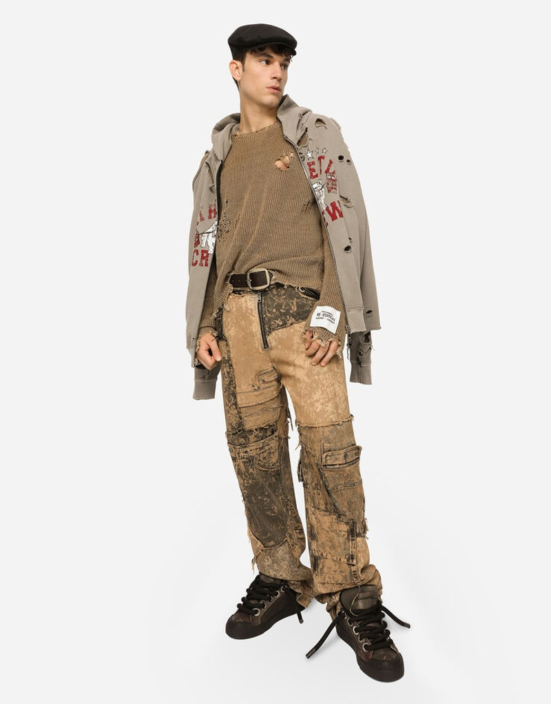 Straight-leg patchwork denim jeans 5