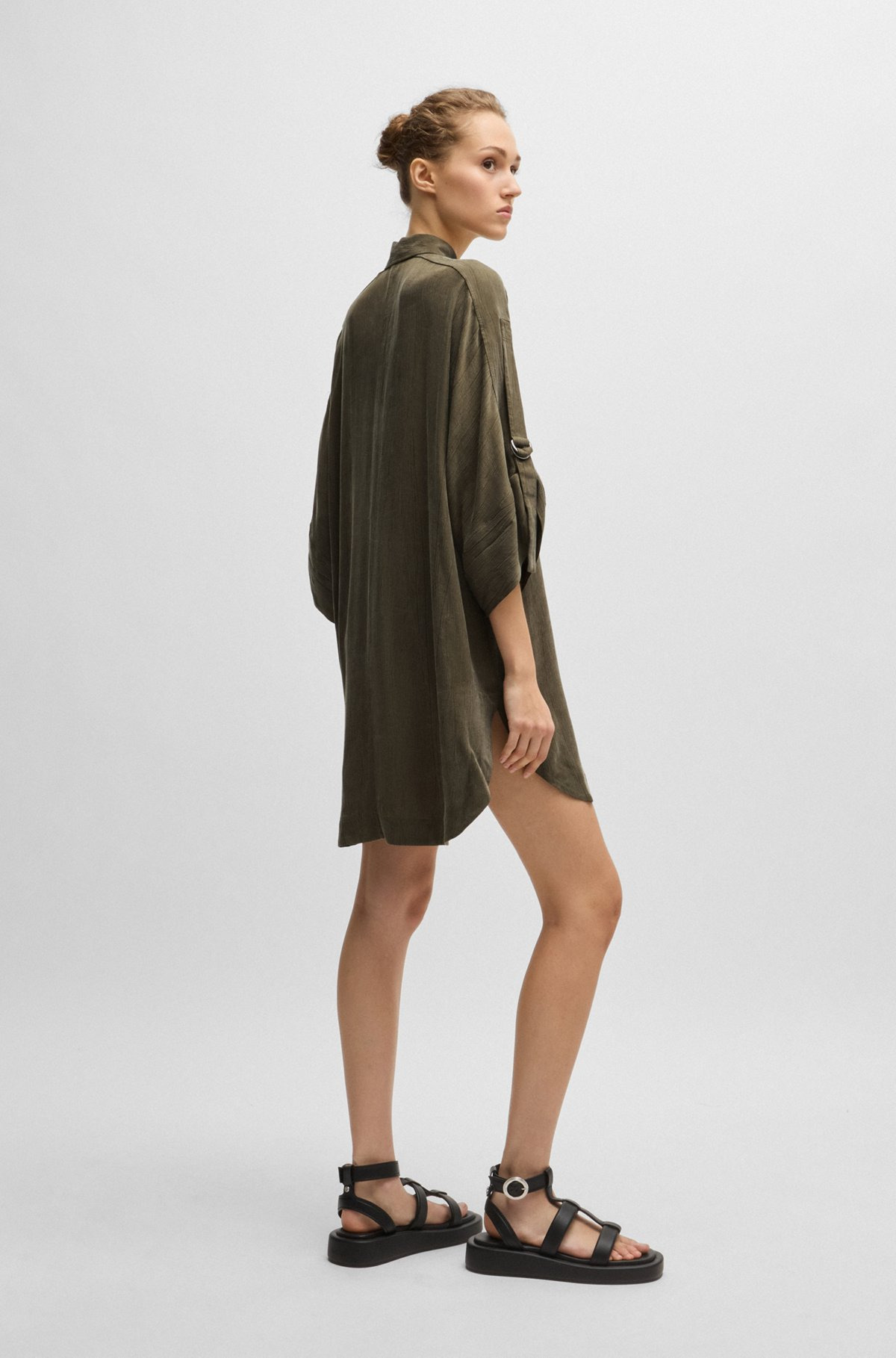 RELAXED-FIT SHIRT DRESS WITH CONCEALED CLOSURE - 3