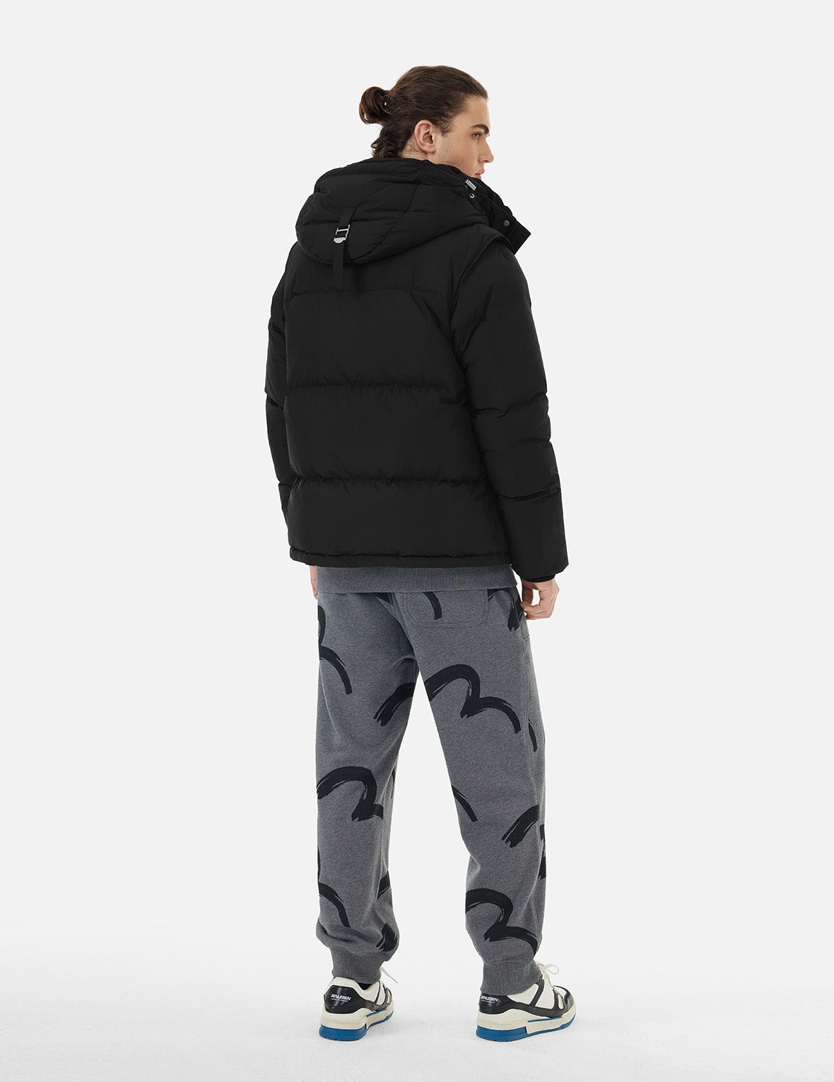 Seagull Embroidery Detachable Relax Fit Down Jacket - 4