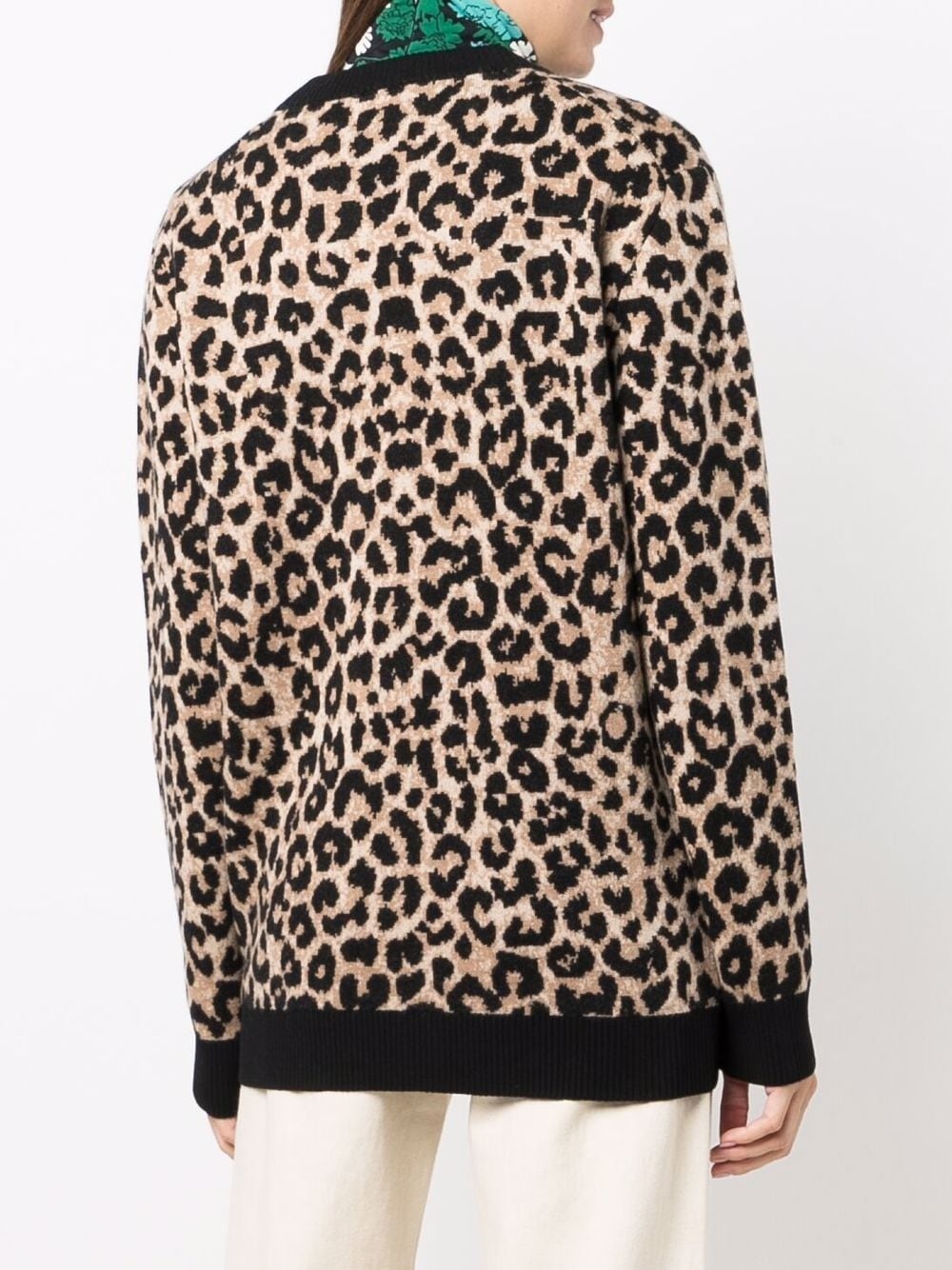 leopard-print wool cardigan - 4