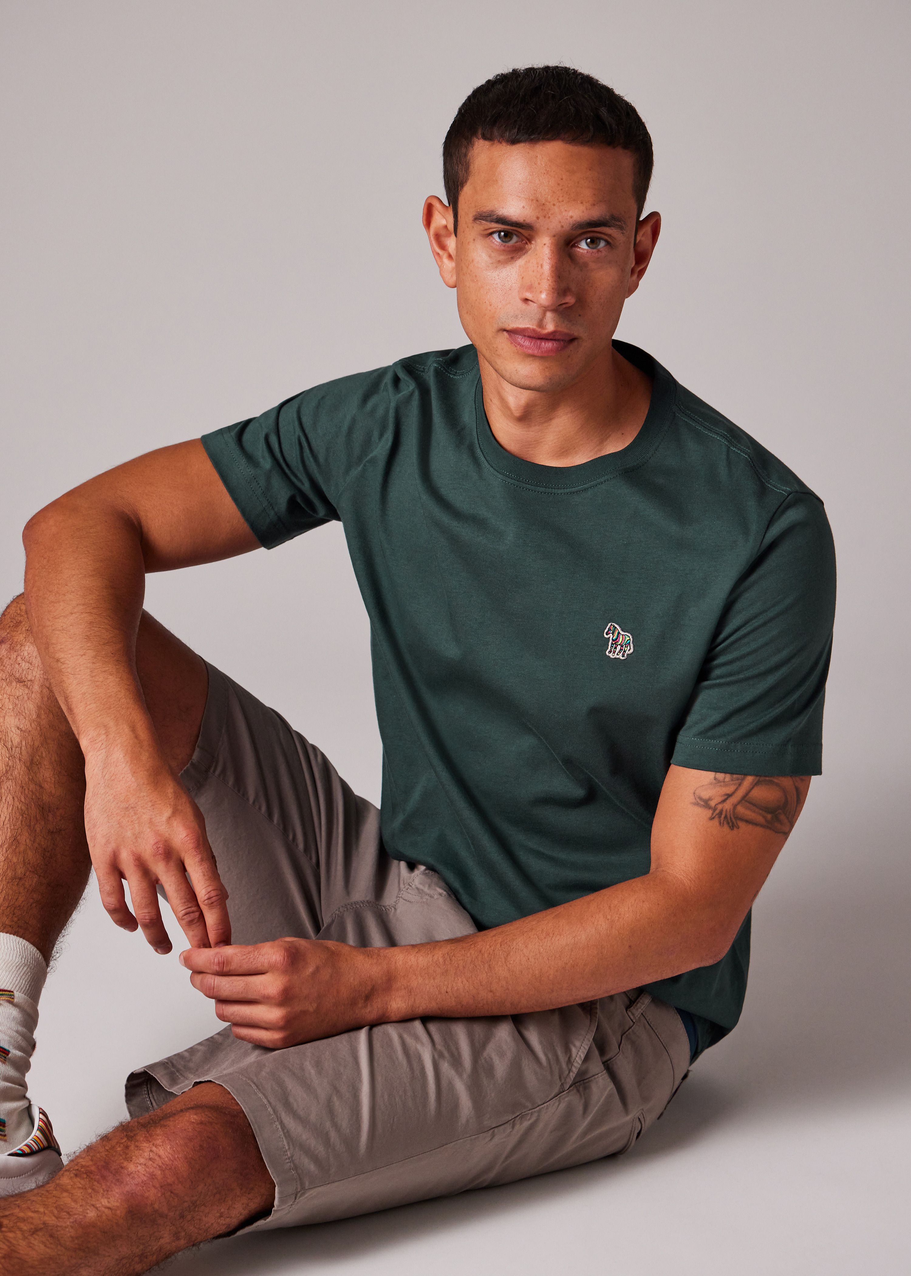 Dark Green Organic Cotton Zebra Logo T-Shirt - 3