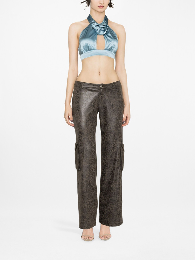 Alessandra Rich cut-out satin crop top outlook