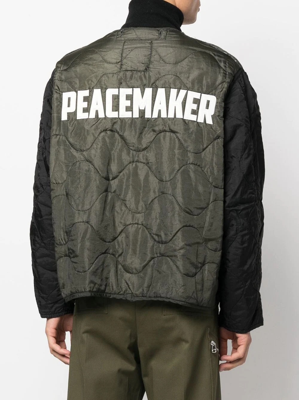 slogan-print quilted jacket - 4