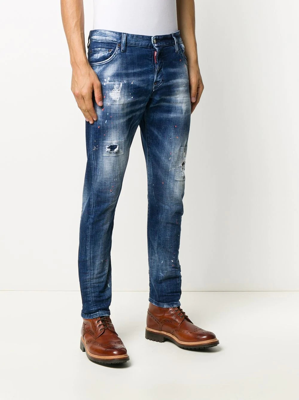 distressed slim-fit jeans - 3