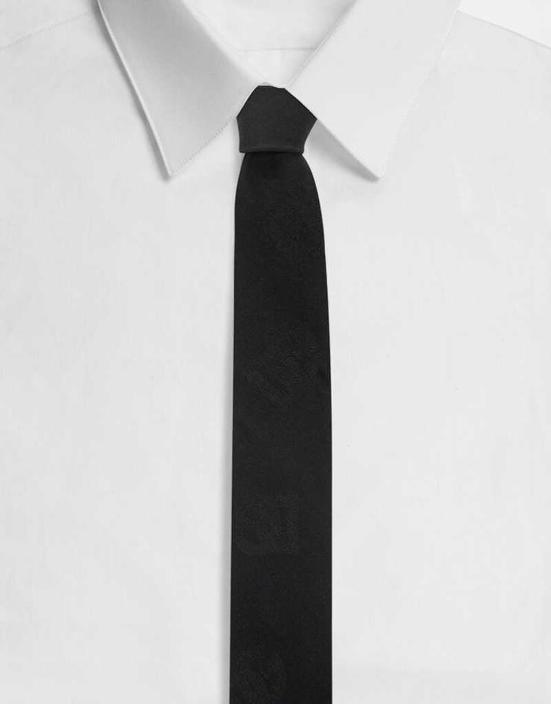 6-cm silk jacquard blade tie with DG logo - 1