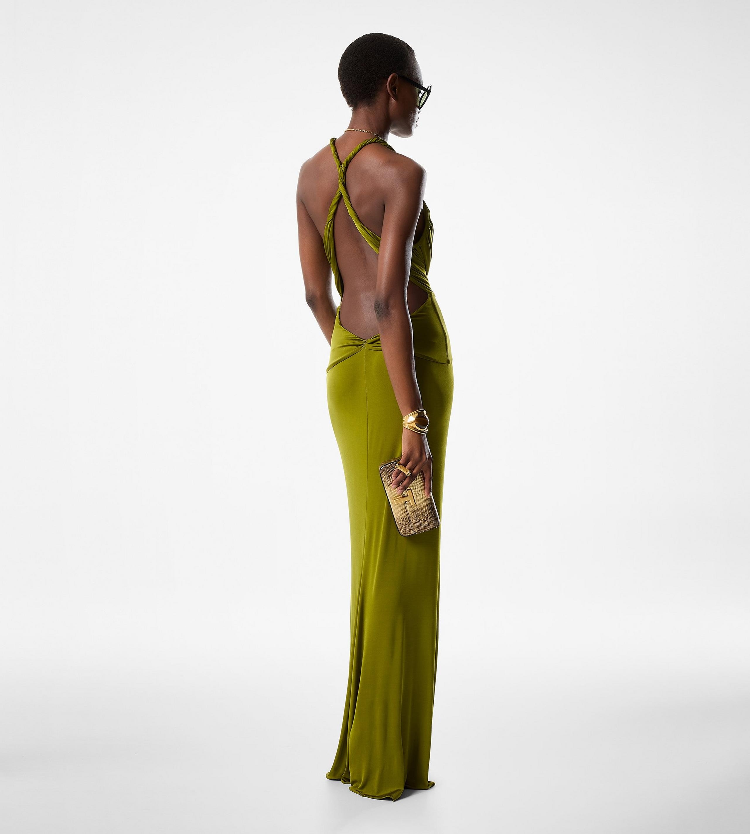 V-NECK CRISS-CROSS EVENING DRESS - 4