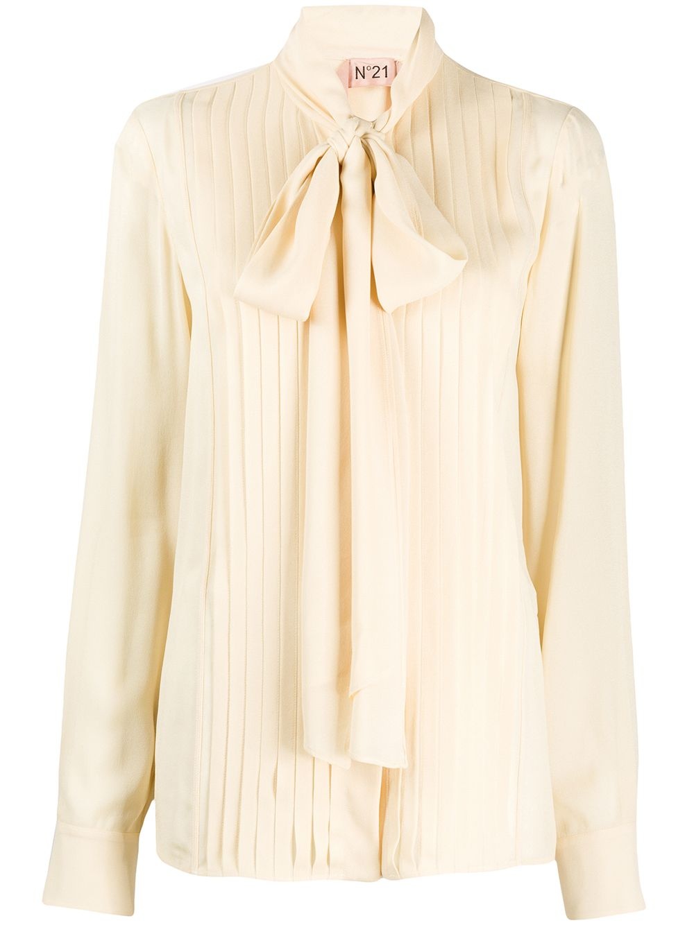 pleated pussy bow blouse - 1