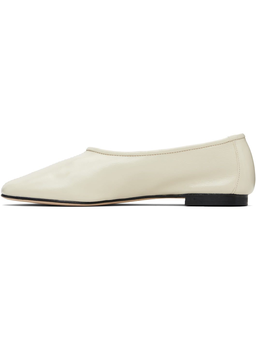Off-White Prudence Creased Leather Ballerina Flats - 3