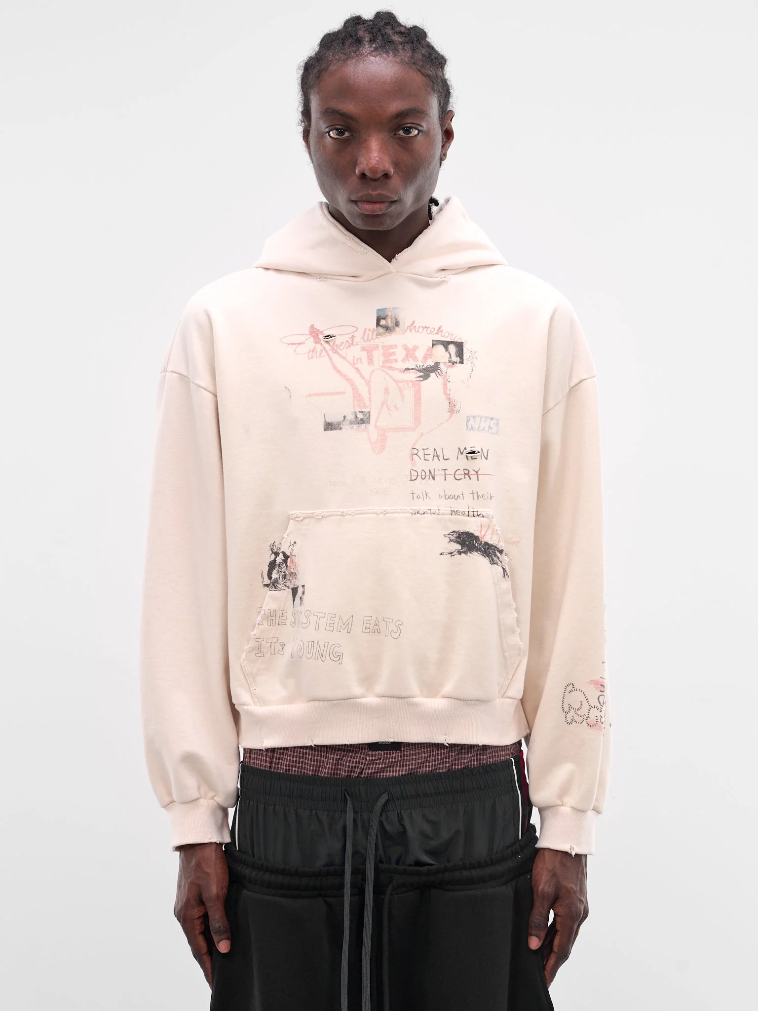 Ivory Hand-Drawn Cropped Hoodie - 1