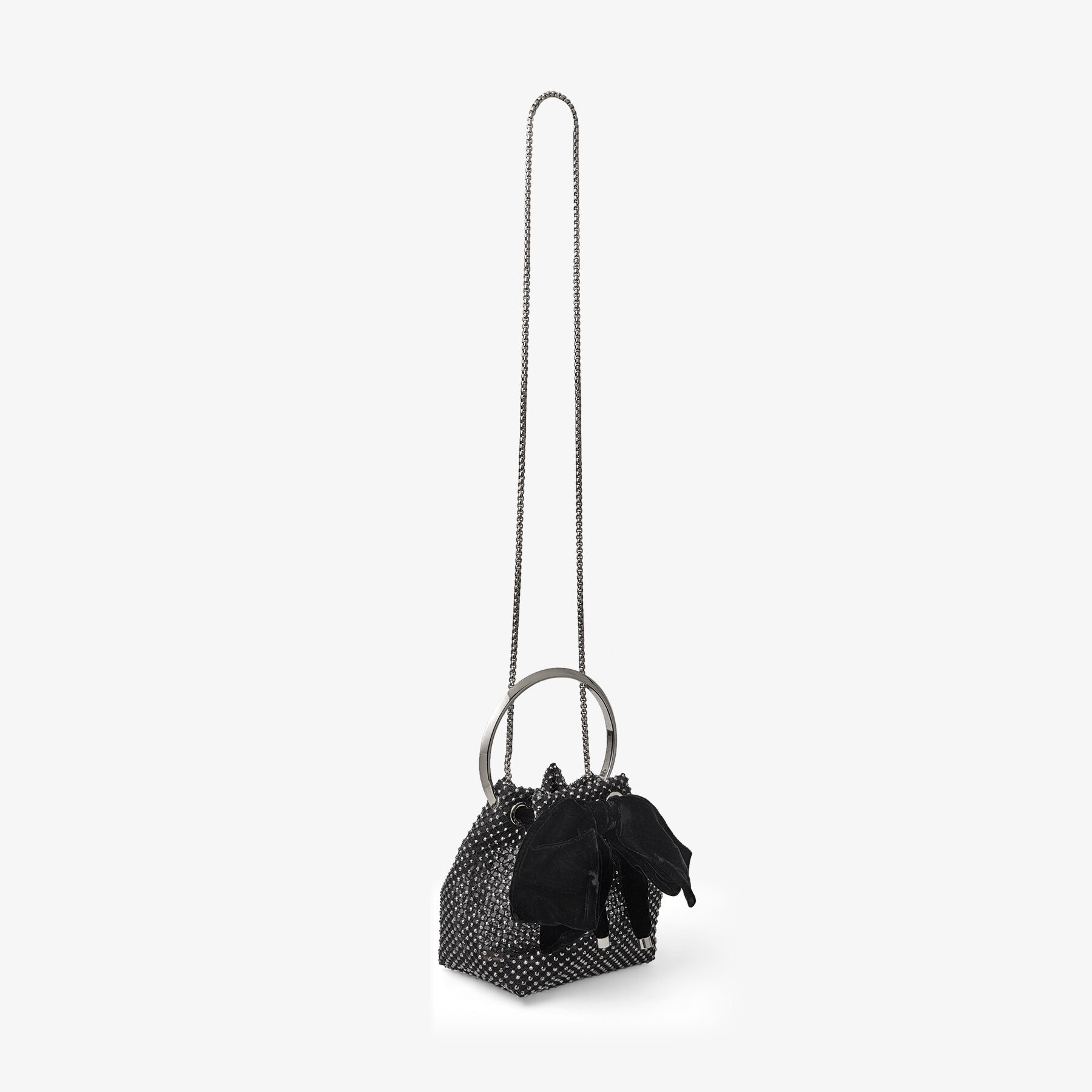 Bon Bon
Black Crystal Mesh Bag With Velvet Bow - 4