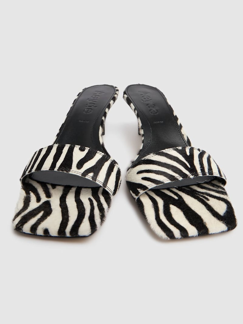 Aeyde 55mm Ilvy zebra print leather mules outlook