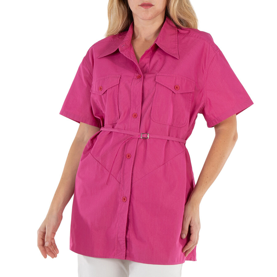 Our Legacy Ladies Cerise Cotton Ripstop Backless Army Shirt - 3