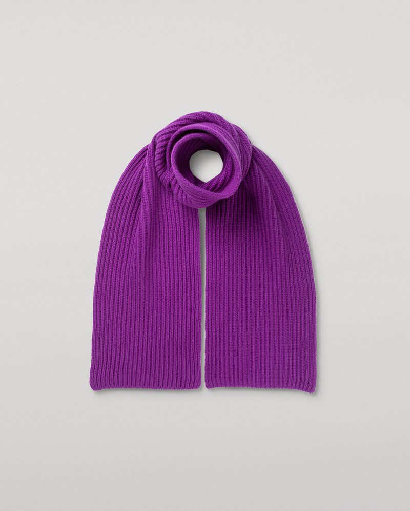 Lovat Purple Ribbed Cashmere Scarf 1