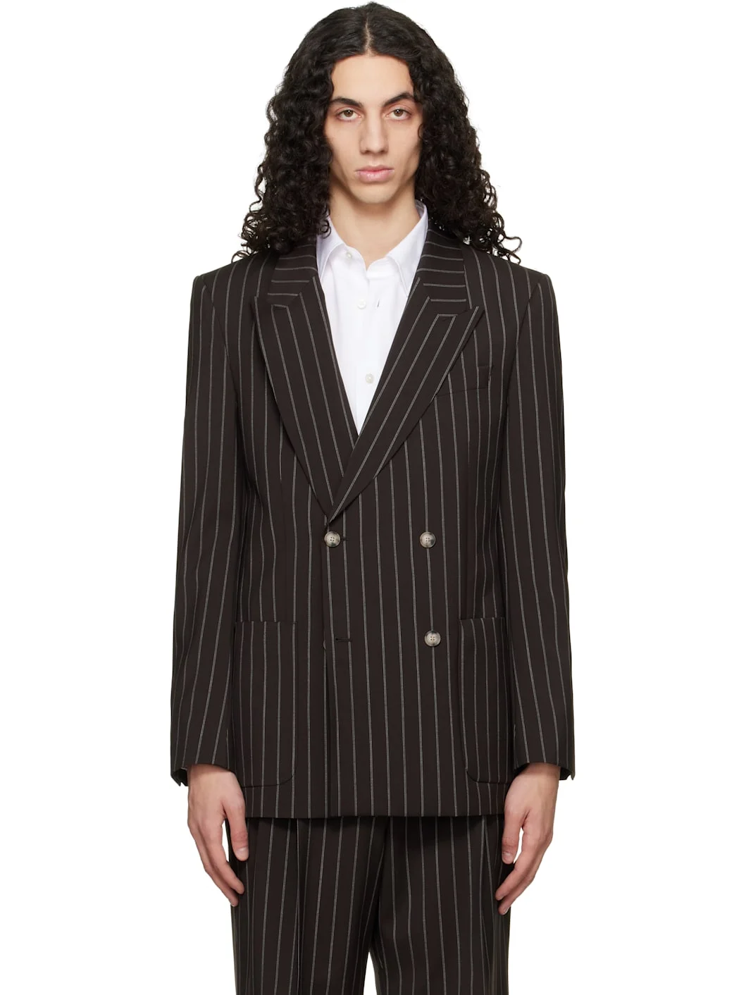 Brown Relaxed-Fit Virgin Wool Blazer - 1