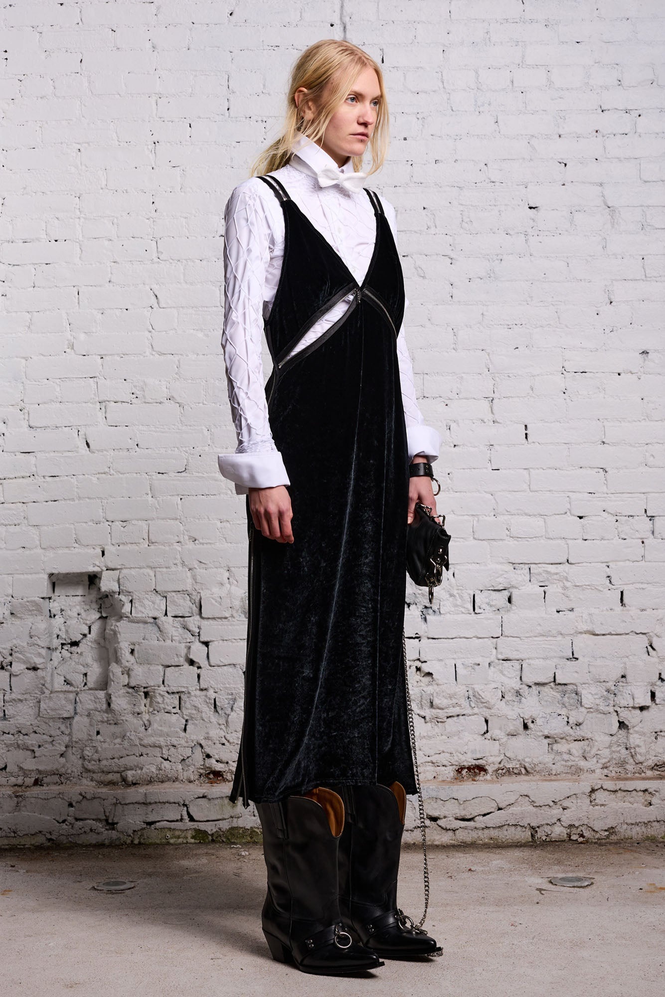 ZIPPER GRUNGE SLIP - BLACK VELVET - 2