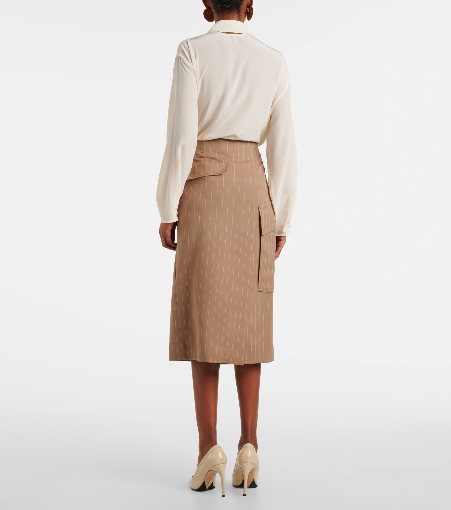 Pinstripe wool midi skirt - 3
