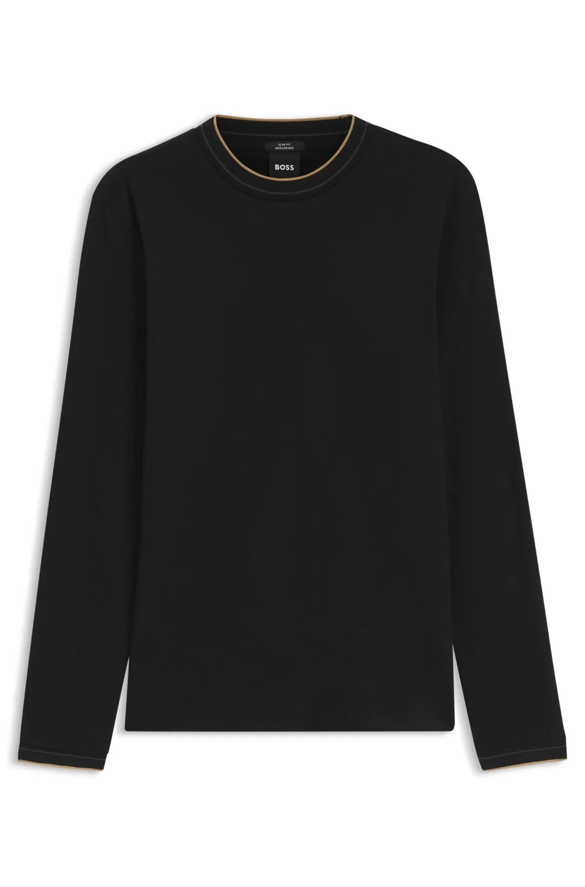 LONG-SLEEVED T-SHIRT IN MERCERIZED COTTON WITH CONTRAST TRIM - 1