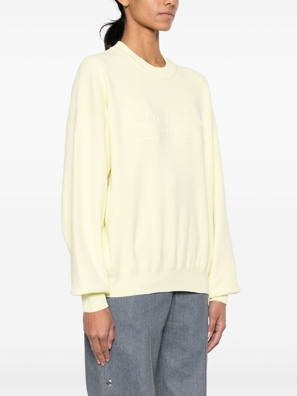 logo-embossed fine-knit sweatshirt - 3