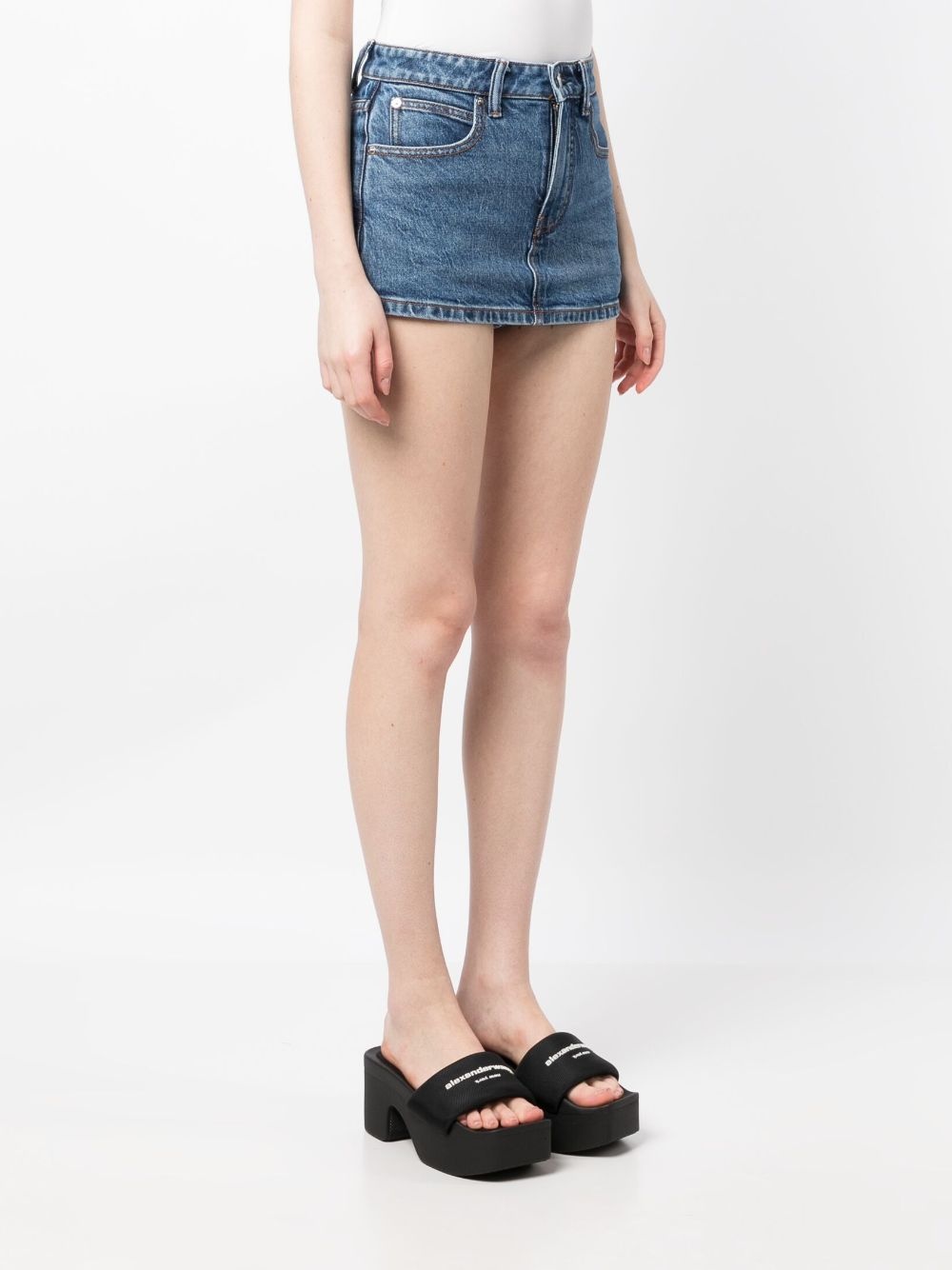 mid-rise denim skort - 3