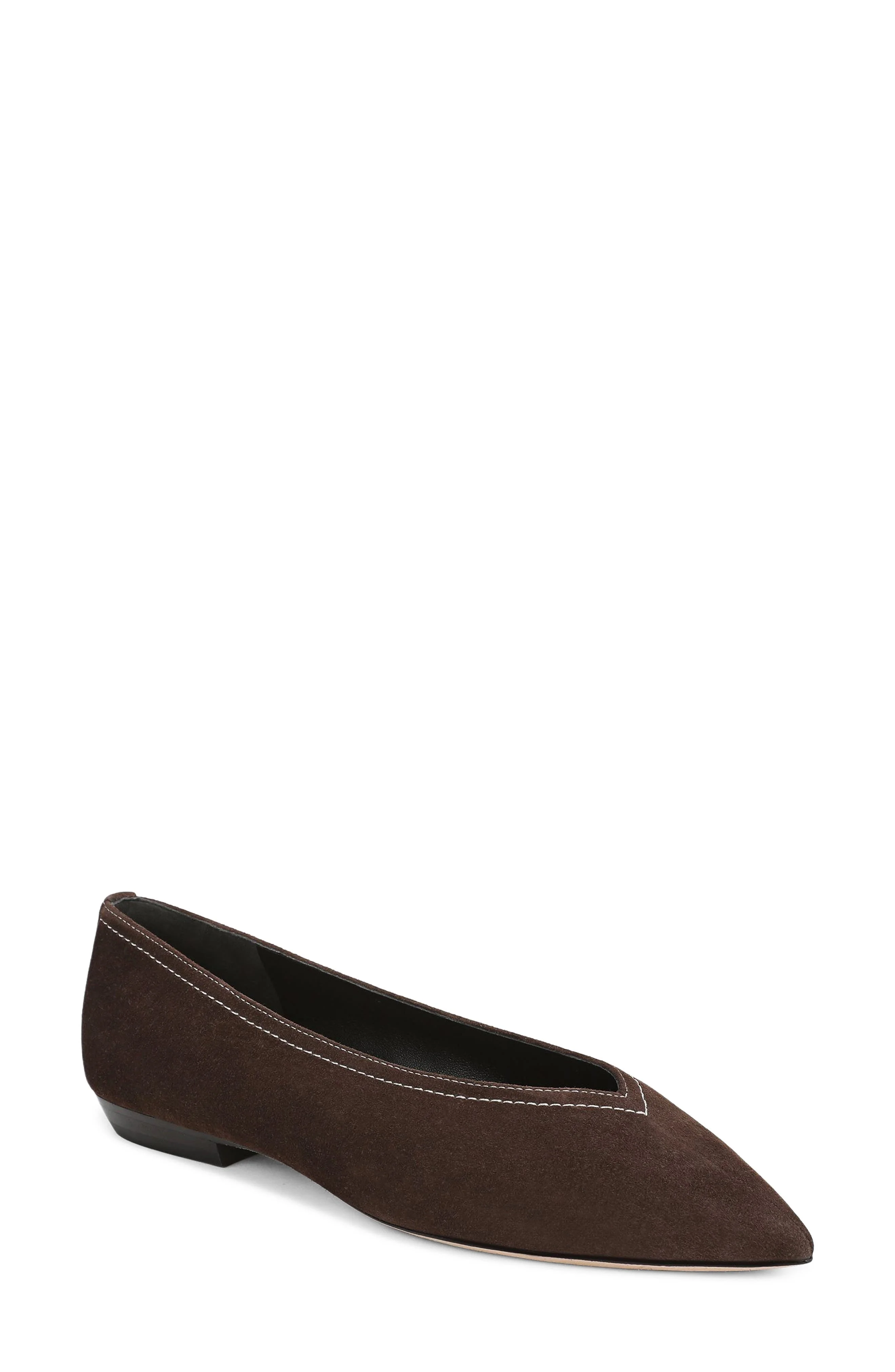Veronica Beard Bancroft Pointed Toe Flat in Espresso at Nordstrom - 1
