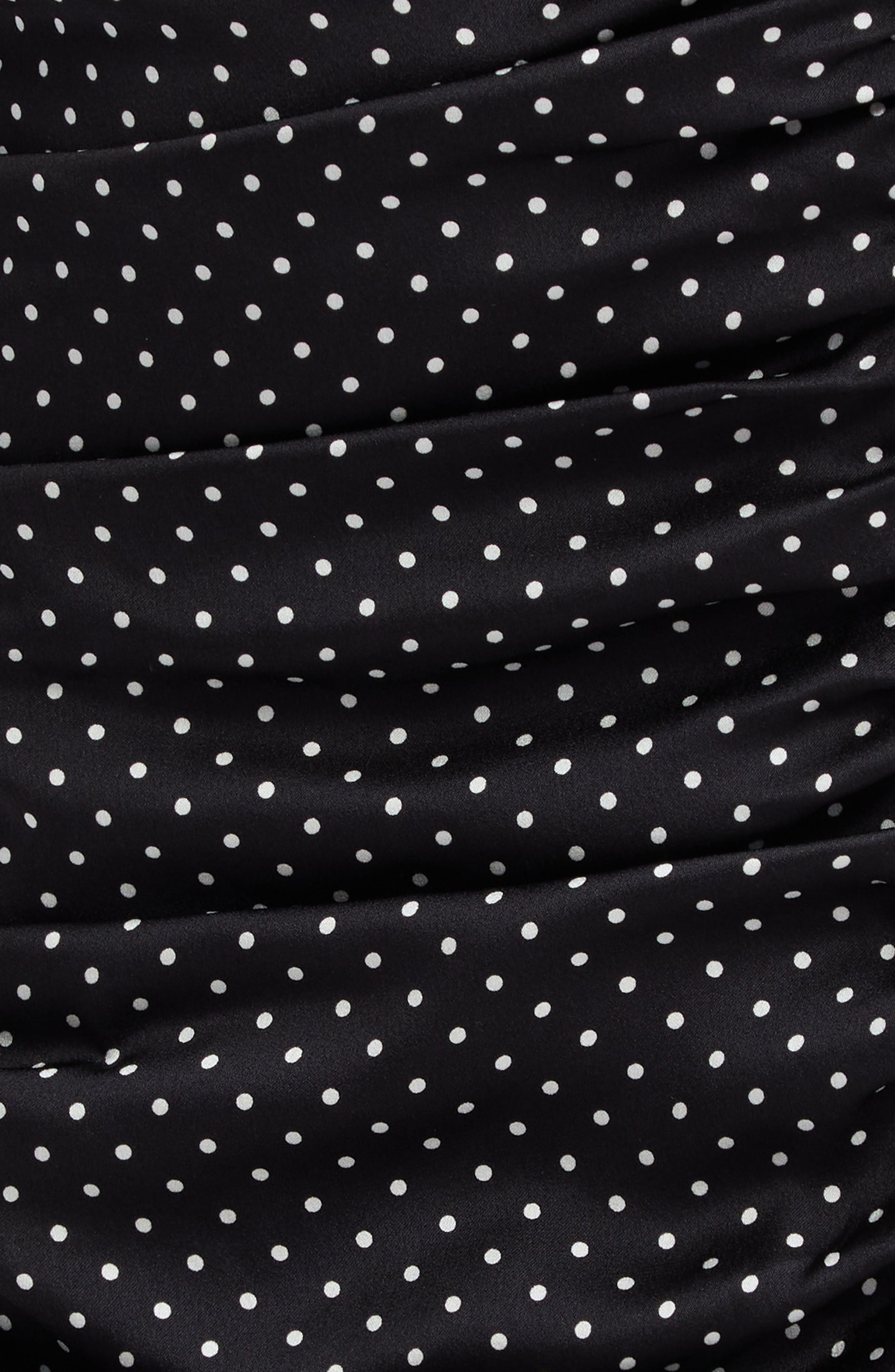 Dolce&Gabbana Polka Dot Ruched Charmeuse Sheath Dress in Bianco/Nero at Nordstrom - 6