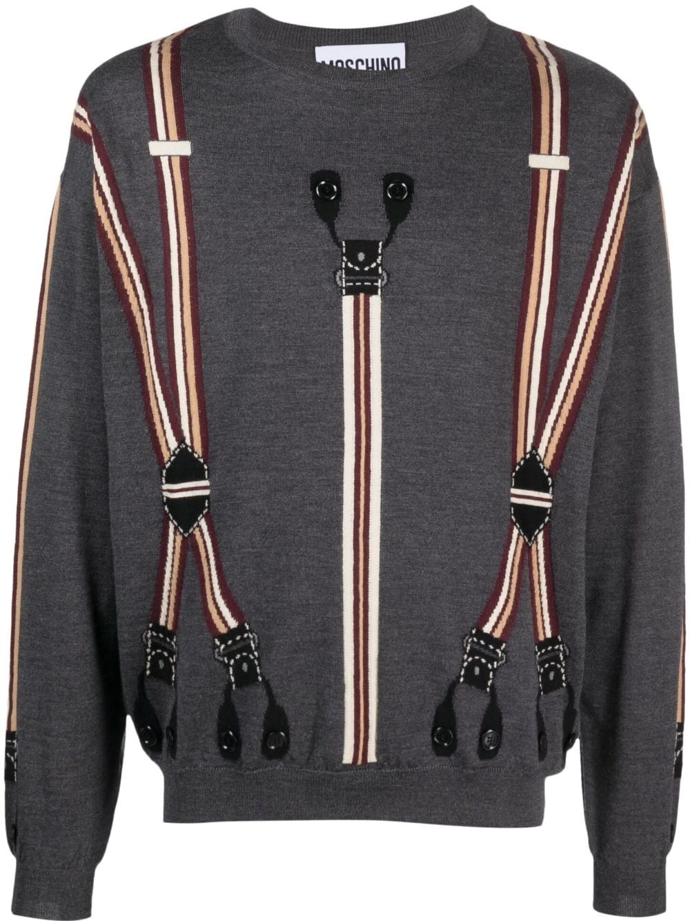 suspenders-print virgin wool jumper - 1