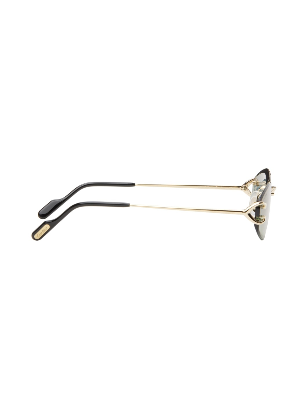 Gold & Green 'Signature C de Cartier' Geometrical Metal Sunglasses - 4