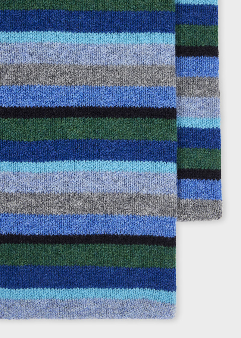 Paul Smith Blue Colour Block Stripe Lambswool Scarf outlook