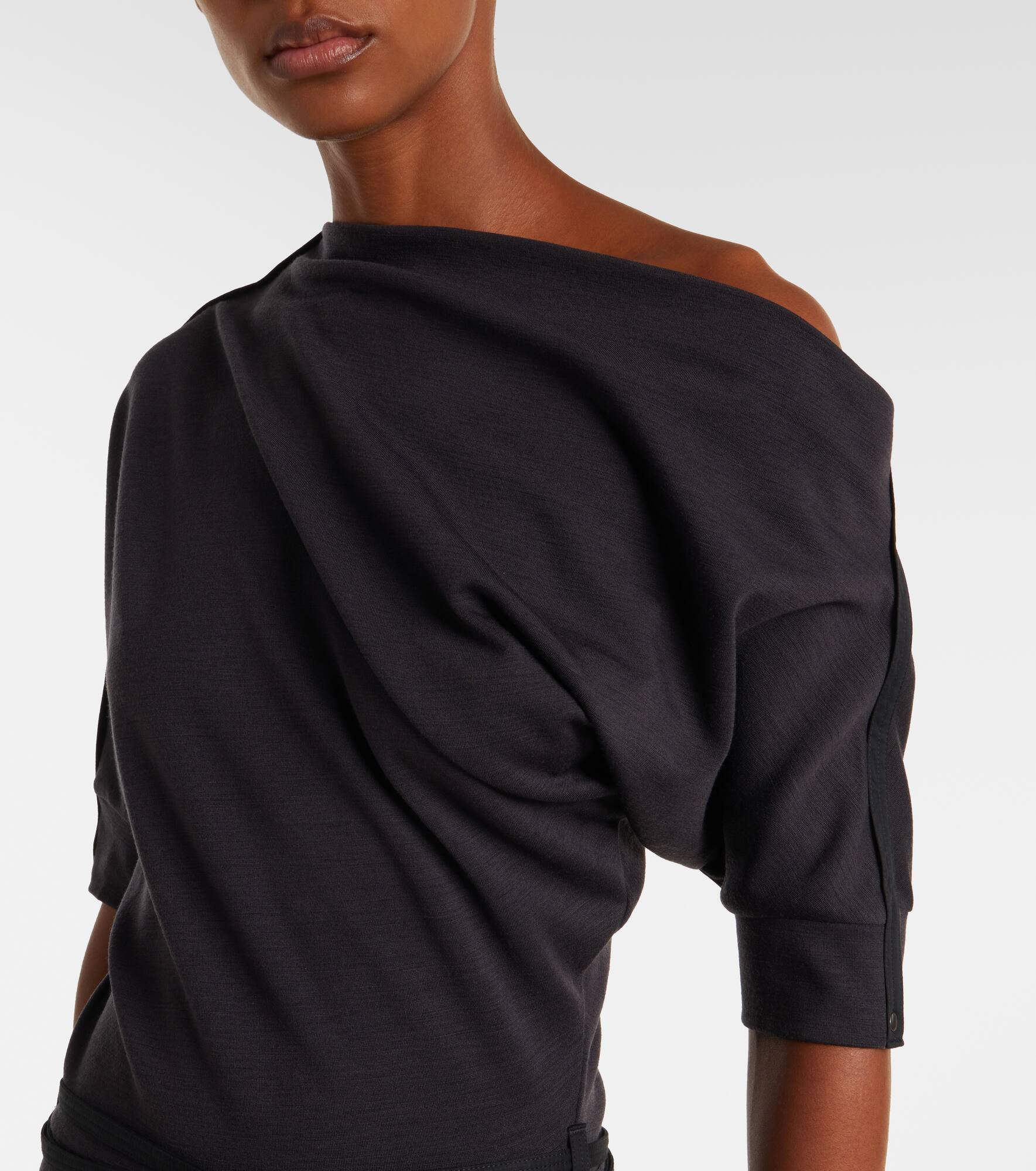 Belted asymmetric midi dress - 4