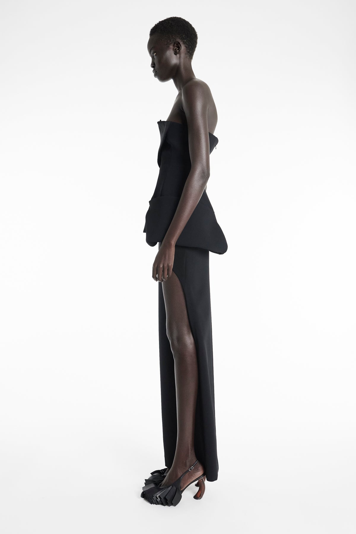 CORSETED TUXEDO TOP BLACK - 5