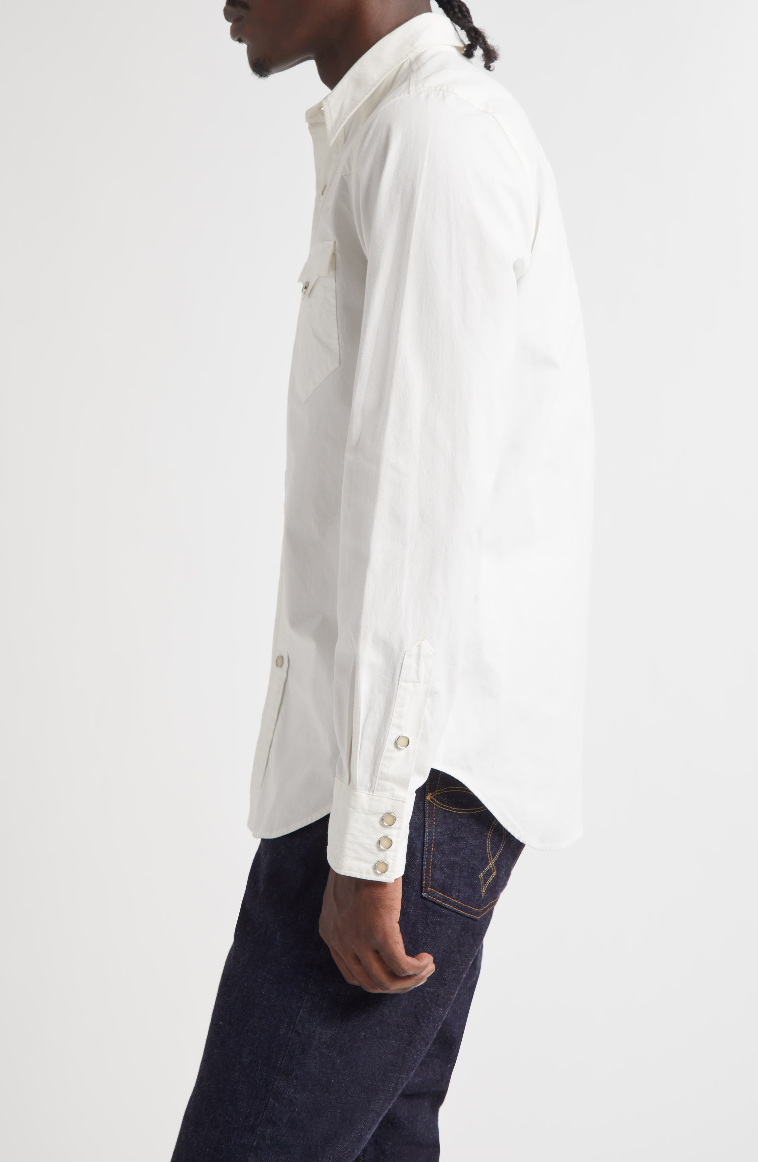 Slim Fit Poplin Snap-Up Western Shirt - 3