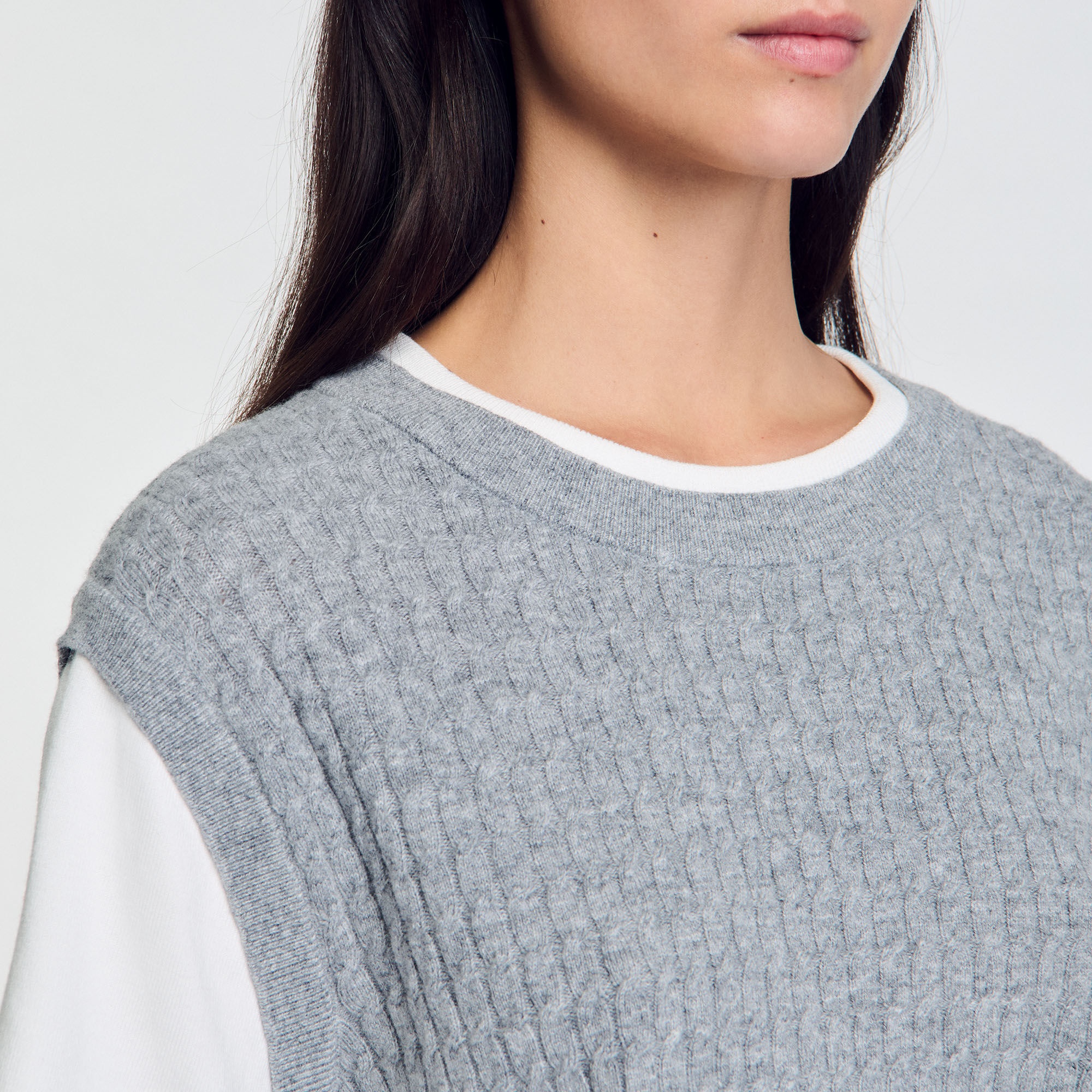 DUAL-MATERIAL KNIT JUMPER - 4