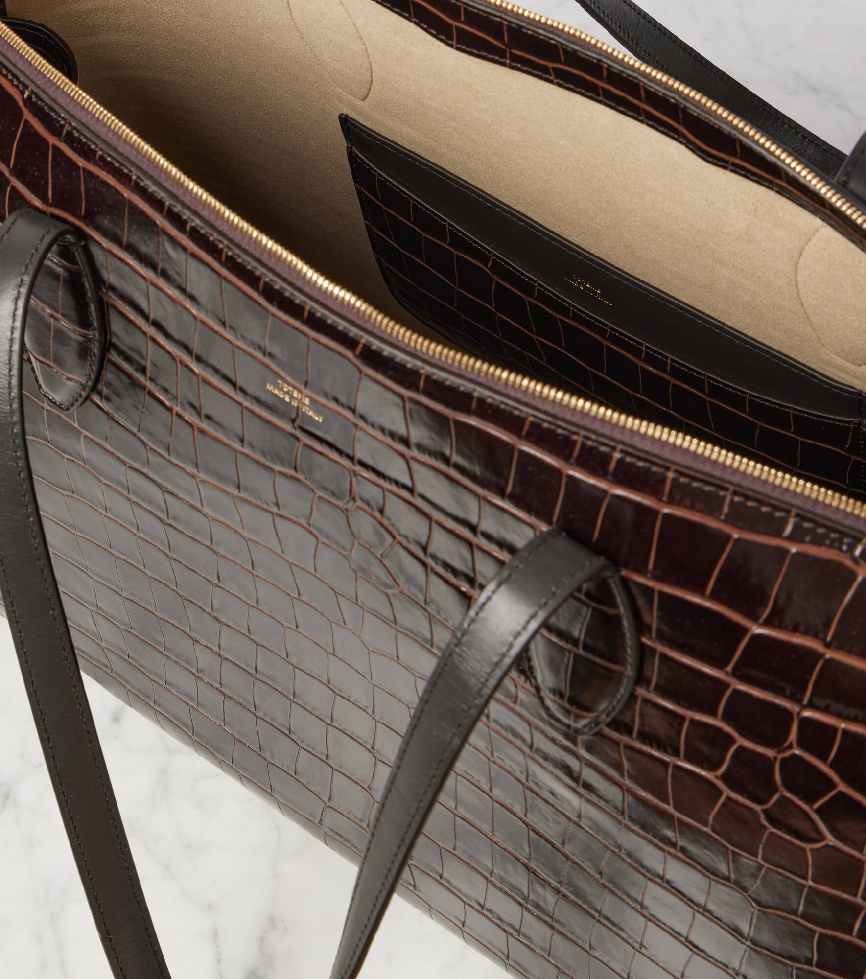 Croc-effect leather tote bag - 3