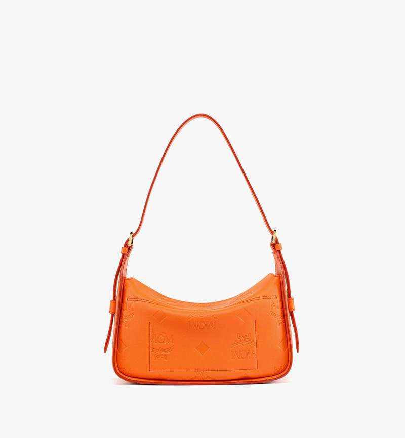 Aren Flap Hobo Bag in Embossed Monogram Leather 5
