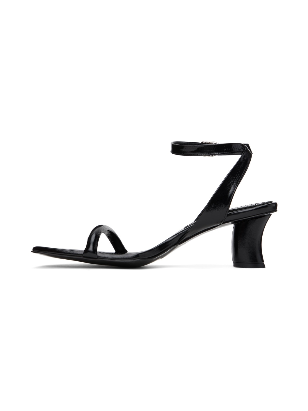 Black Patent Heeled Sandals - 3