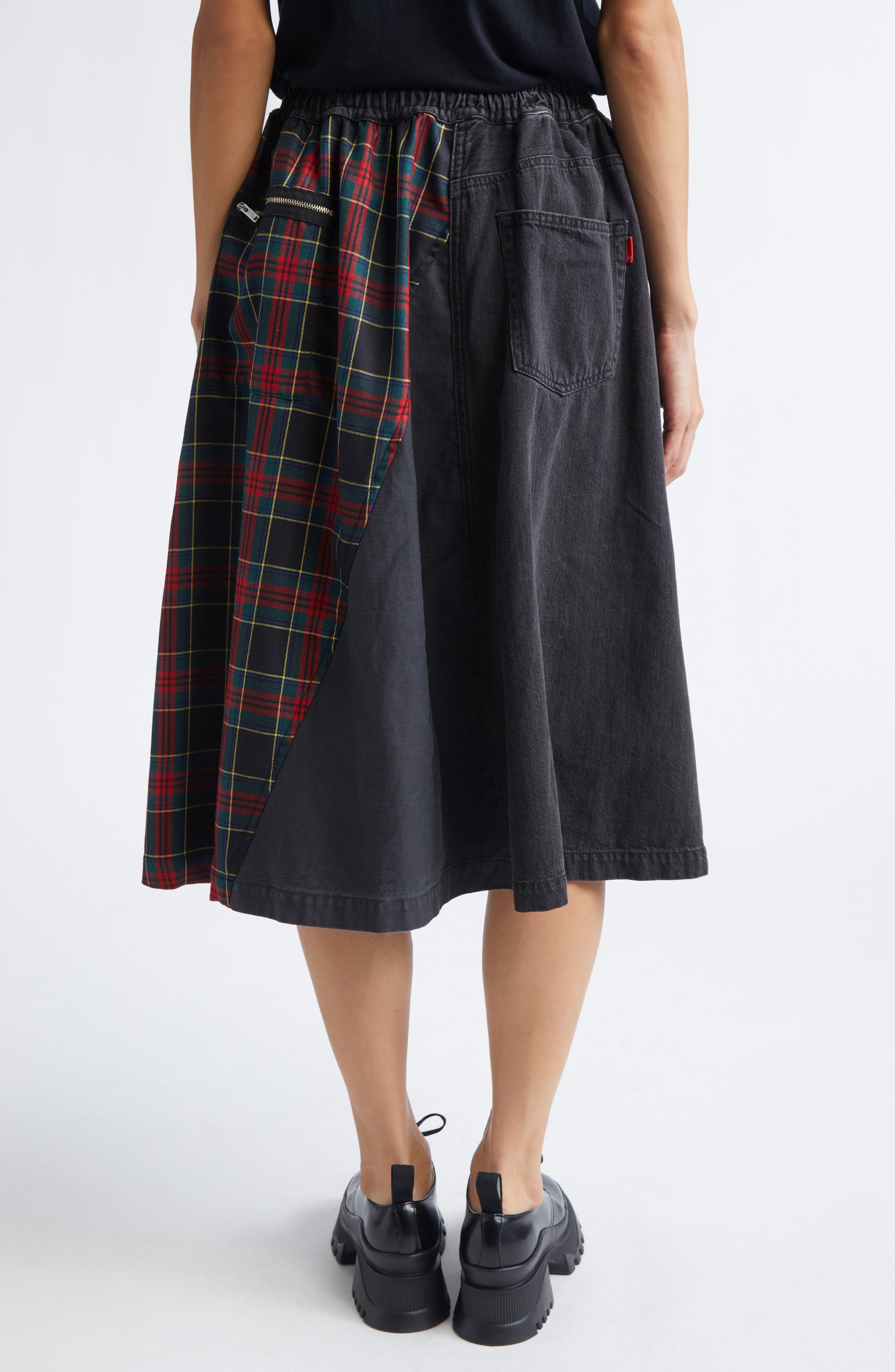 Undercover Mixed Media Midi Skirt in Black at Nordstrom - 2
