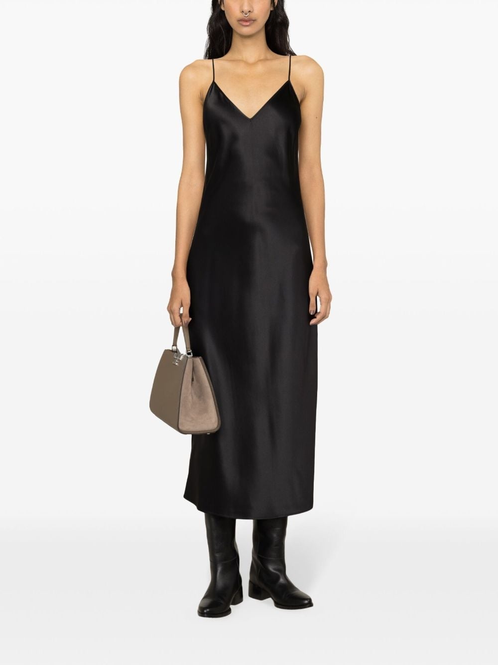 Clea silk satin flared dress - 2