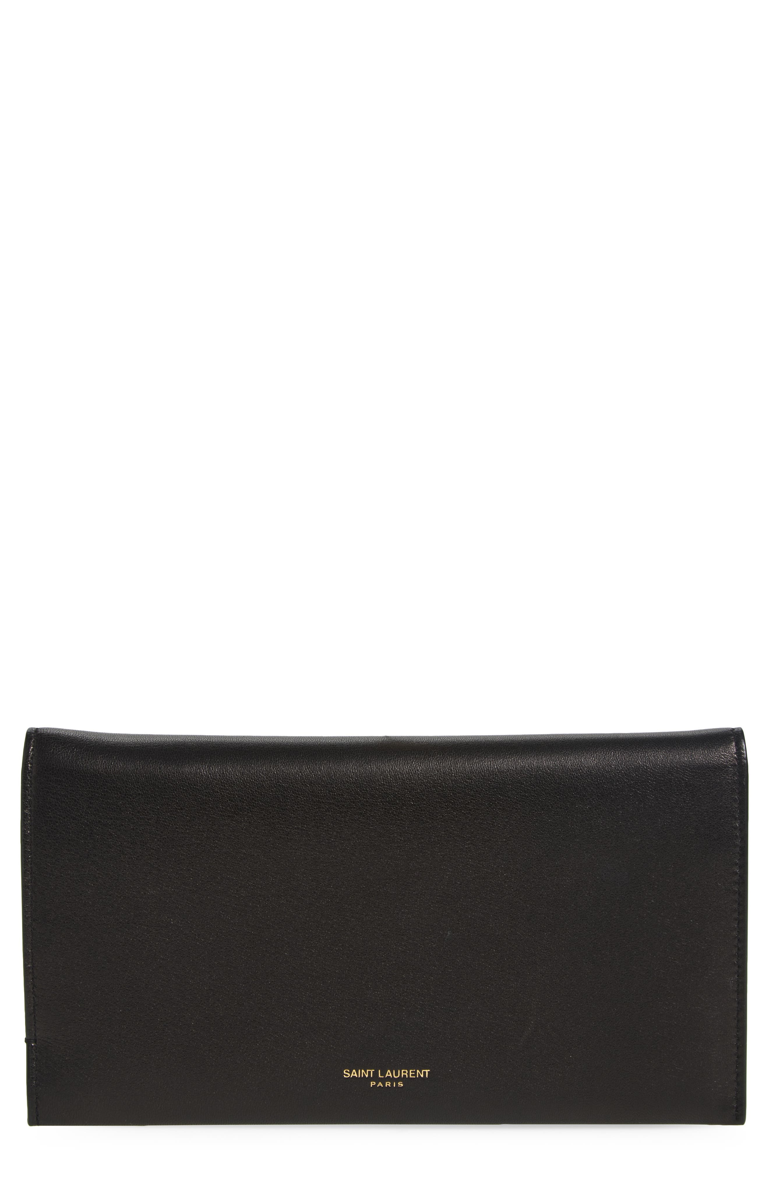Saint Laurent Leather Travel Wallet in Noir at Nordstrom - 1