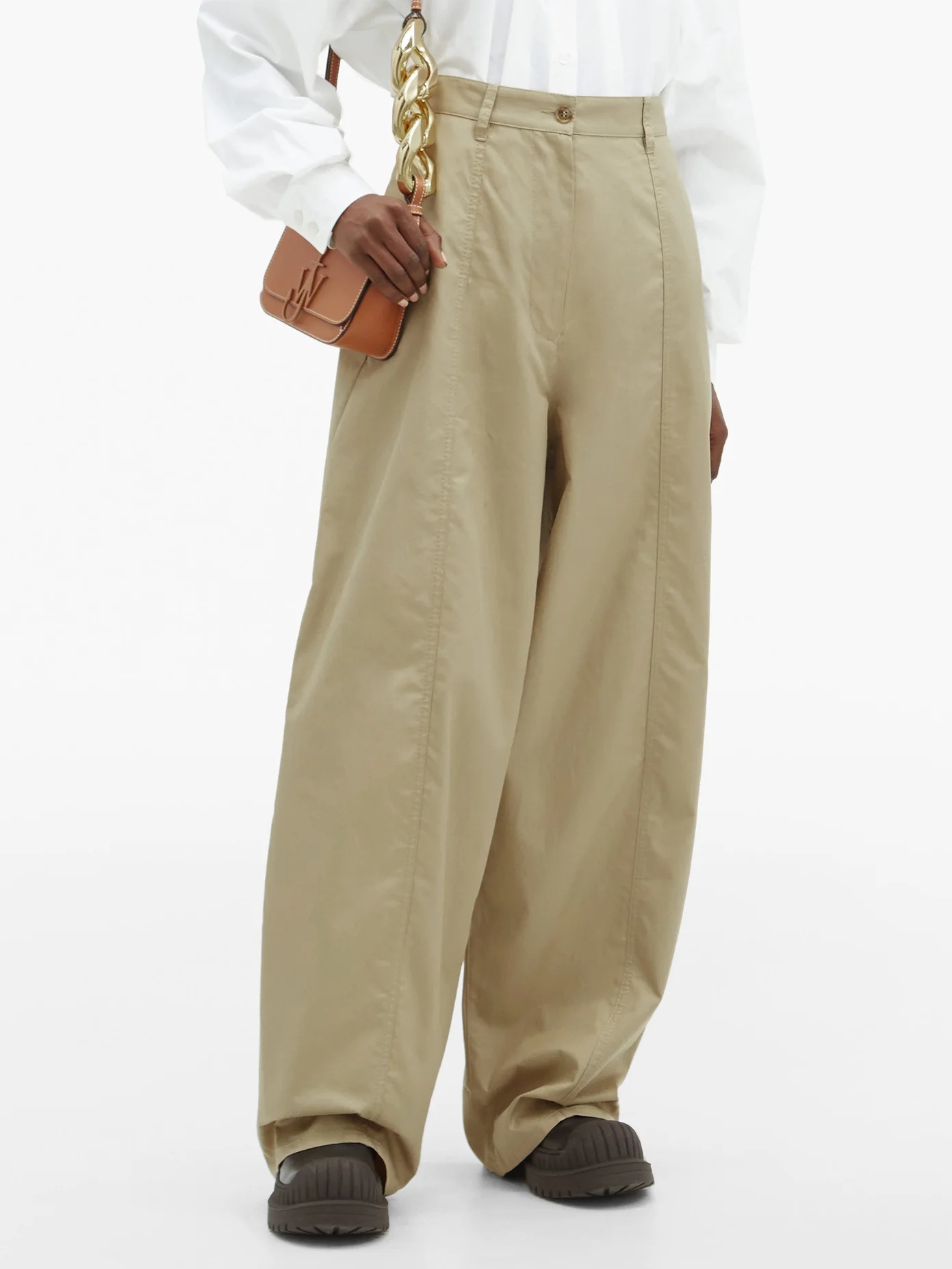 High-rise cotton-gabardine wide-leg trousers - 6