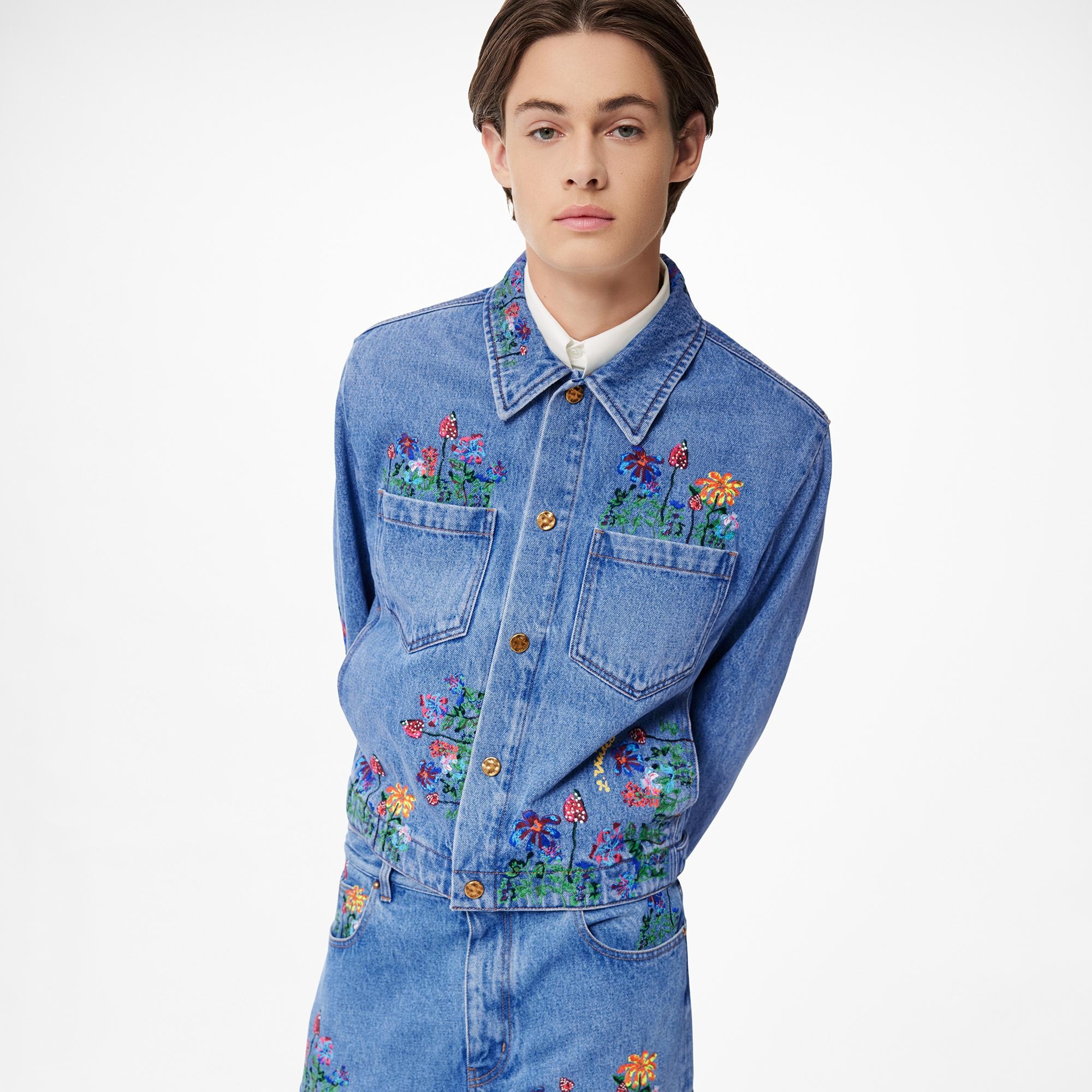 Embroidered Flowers Denim Blouson - 3