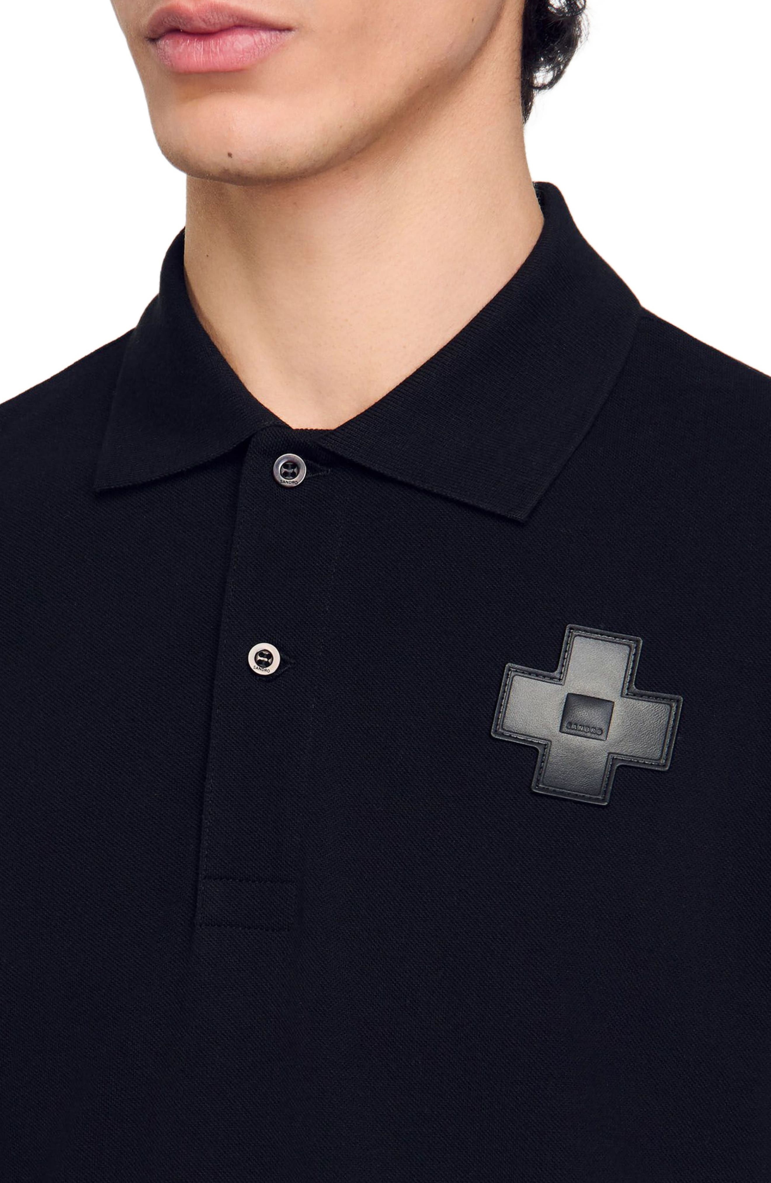 SANDRO Cotton polo shirt in Black at Nordstrom - 4