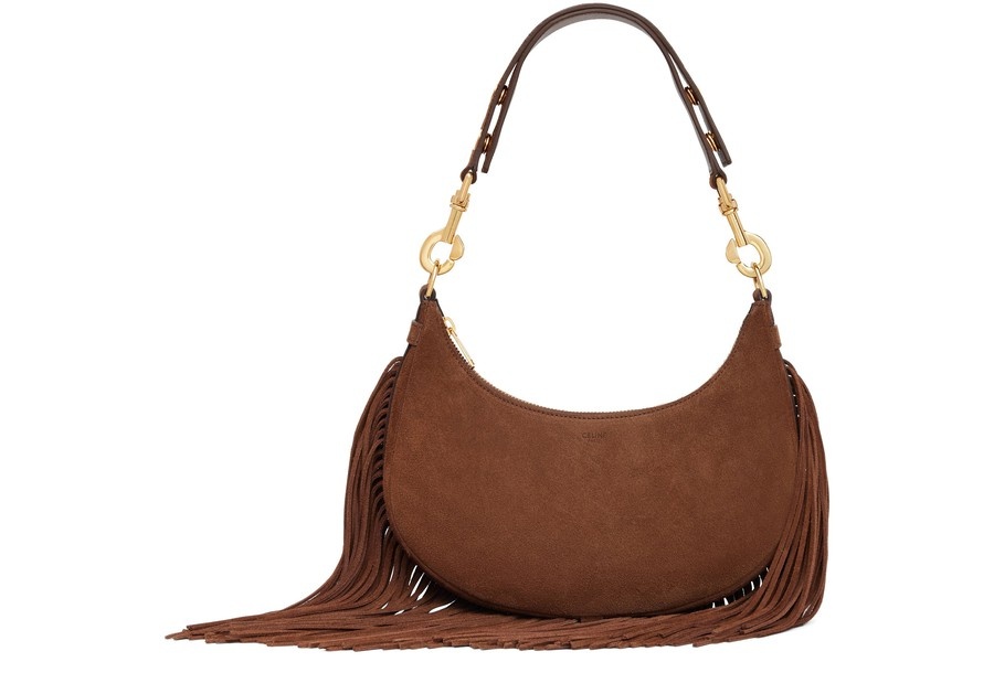 Medium ava strap bag with fringes in suede calfskin - 1