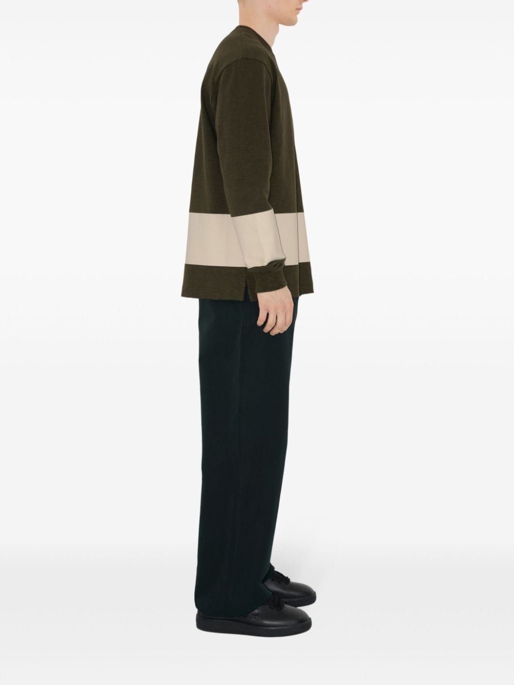 EKD-print stripe-detail cotton sweatshirt - 3
